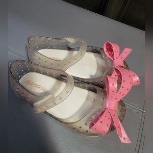 Mini Melissa Girls Toddlers Furadinha XL Bow Mary Jane Flat Size 10